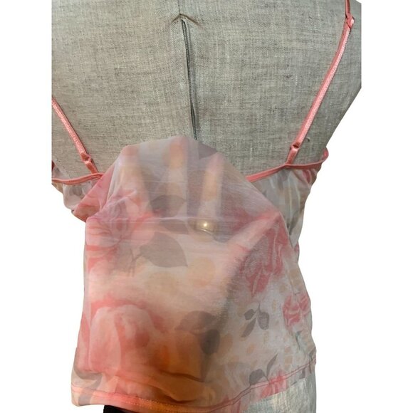 Sheer Floral Pink Cami 70s Style Camisole 2XL - Picture 5 of 7